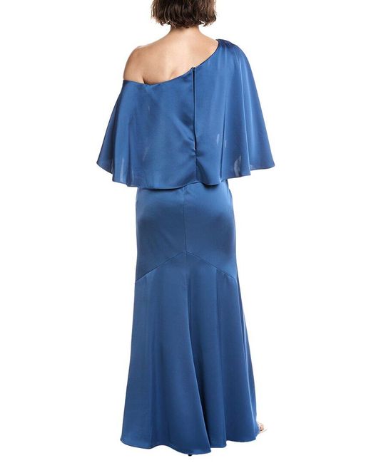 THEIA Blue Kia Cape Gown