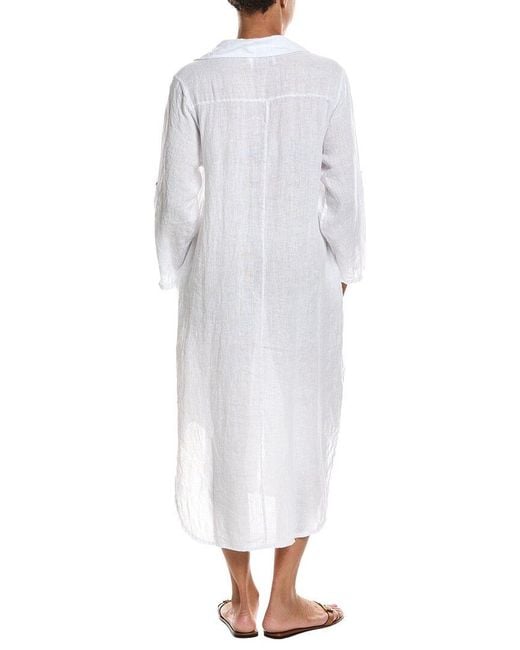 Persaman New York White Linen Midi Dress