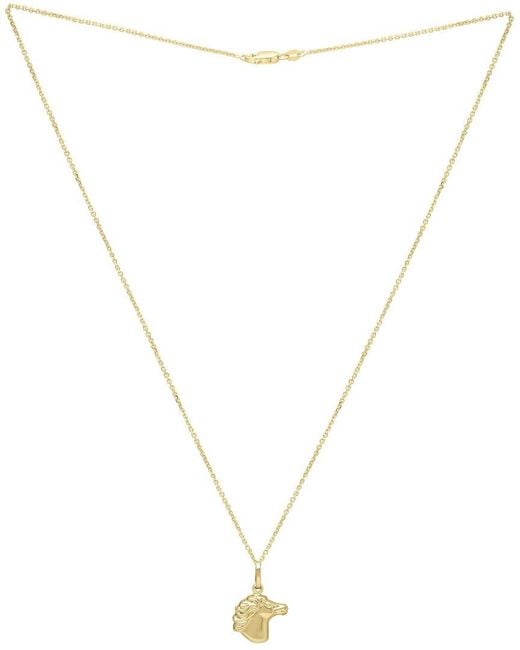 Italian Gold White 14K Equestrian Necklace