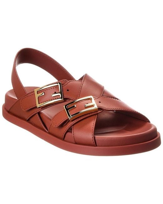 Fendi Red Feel Leather Sandal