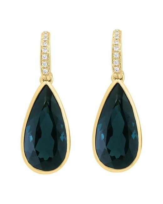 Effy Fine Jewelry Metallic 14K 10.06 Ct. Tw. Diamond & London Topaz Earrings