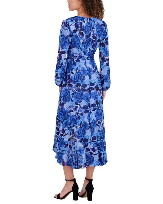 Kensie Blue Printed Burnout Midi Dress