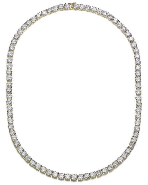 Rachel Glauber Metallic 14k Plated Cz Tennis Necklace