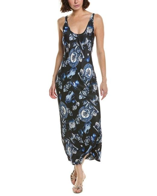 L'Agence Blue Akiya Midi Dress