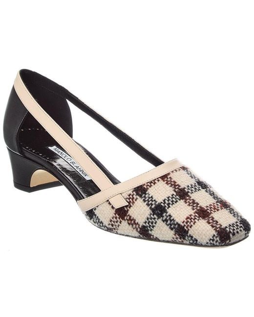 Manolo Blahnik Metallic Varro 40 Wool & Leather Pump
