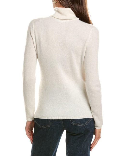 InCashmere White Basic Turtleneck 100% Cashmere Sweater