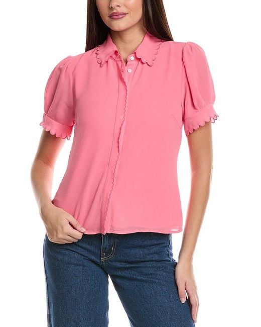 Cece Red Scallop Top