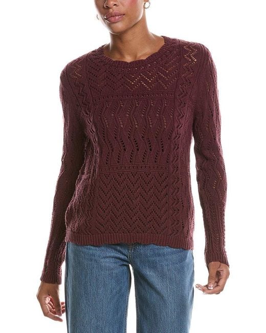 Autumn Cashmere Purple Stitchery Patchwork Crew