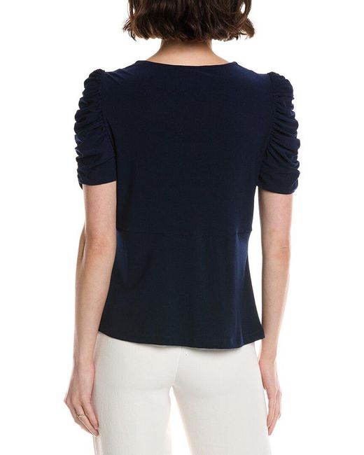 Cece Blue Puff V-Neck Top