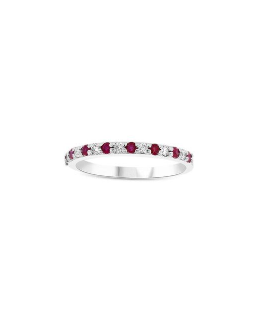 LEVARON White 14K 0.35 Ct. Tw. Diamond & Ruby Stackable Ring