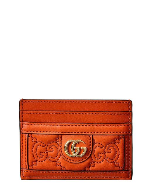 Gucci GG Marmont Matelassé Leather Card Holder in Orange Lyst
