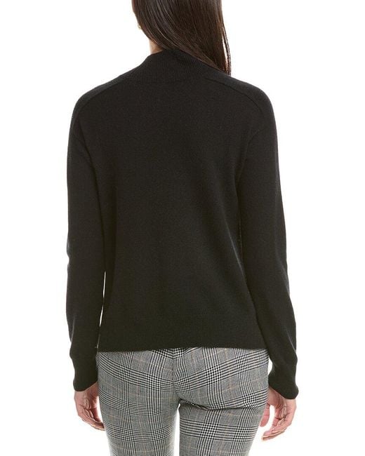 InCashmere Black Mock Neck Cashmere Sweater