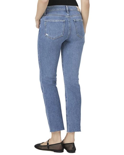 PAIGE Blue Amber Mid Rise Slim Straight Jean