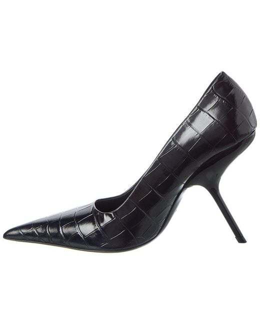 Ferragamo Blue Eva X5 Croc-Embossed Leather Pump