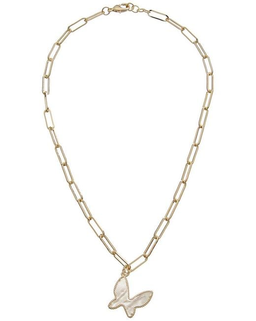 Juvell Metallic 18K Plated Pearl Butterfly Link Necklace
