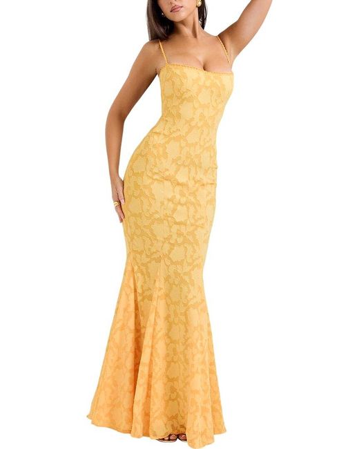 COLON DIANA Metallic Solid Maxi Dress
