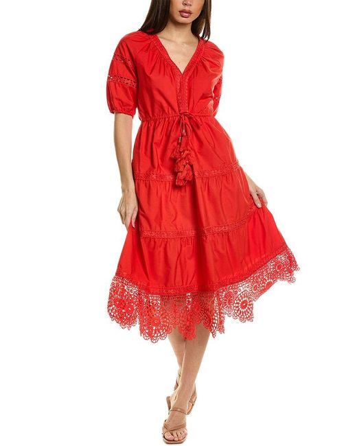 Tahari Red The Sydney Midi Dress