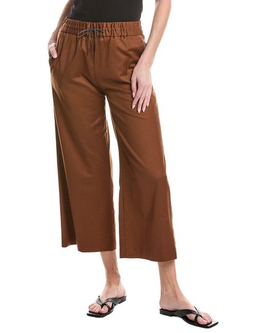Fabiana Filippi Brown Loose Fit Cropped Wool-Blend Trouser