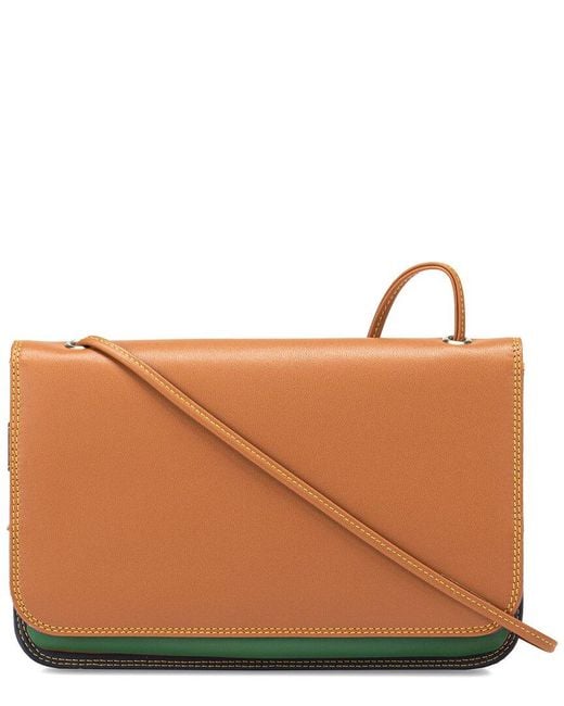 Mywalit Brown Full Flap Leather Shoulder Clutch