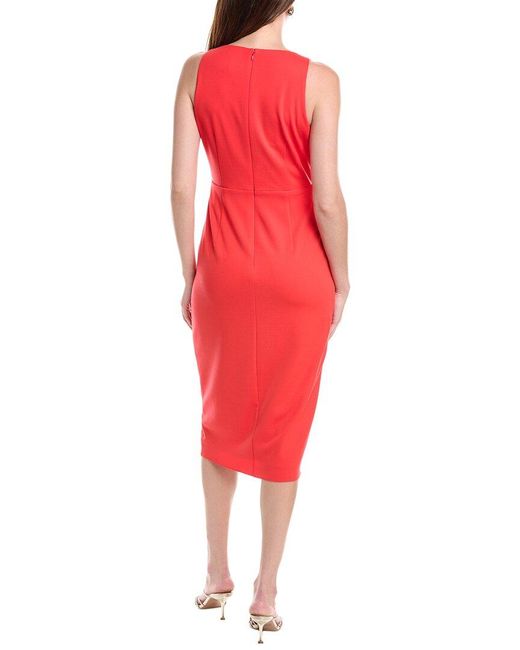 Anne Klein Red Pleated Tulip Midi Dress