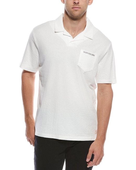 Scotch & Soda White Pocket Polo Shirt for men