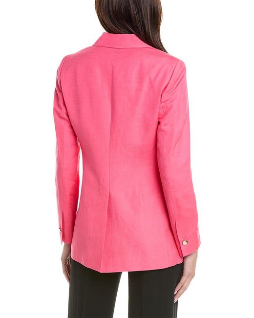 Anne Klein Pink One-button Linen-blend Jacket