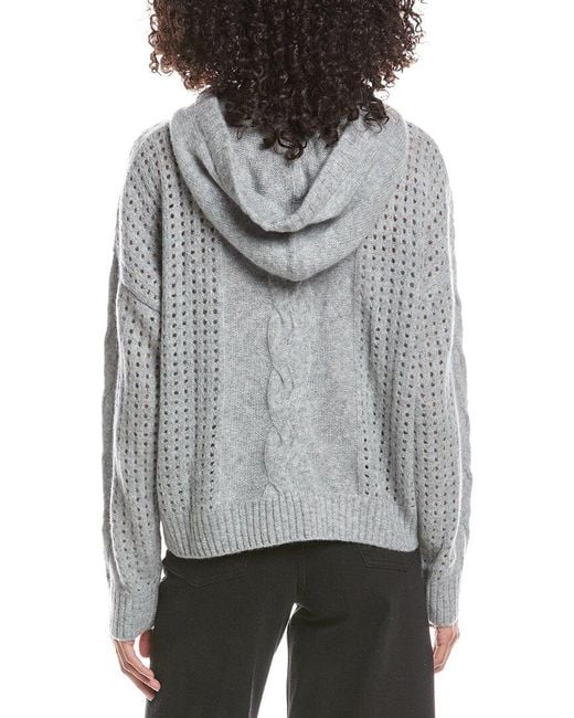 Brodie Cashmere Gray Amara Cable Cashmere Hoodie
