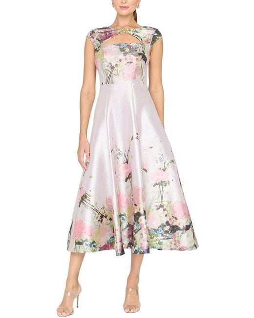 Kay Unger White Augusta Tea Length Dress