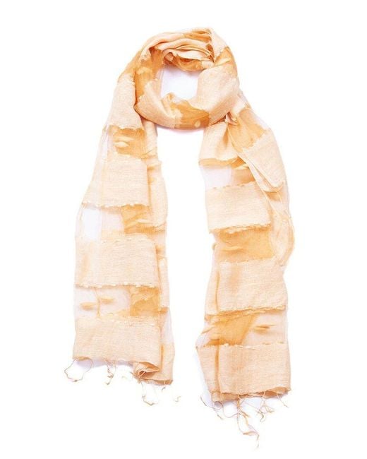 Blue Pacific White Hand-Woven Silk-Blend Scarf
