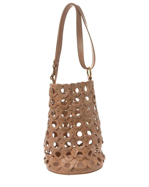 Saint Laurent Natural Leather Studded Seau Coeur Bucket Bag (Authentic Pre-Loved)