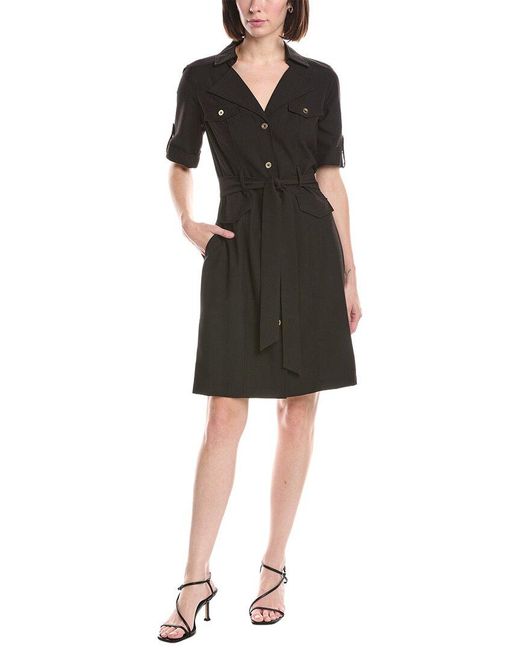 Sharagano Black Short Sleeve Shirtdress