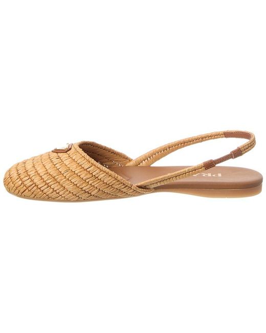 Prada Metallic Logo Leather Flat