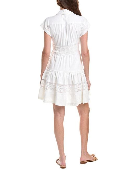 Taylor White Linen-Blend Mini Dress