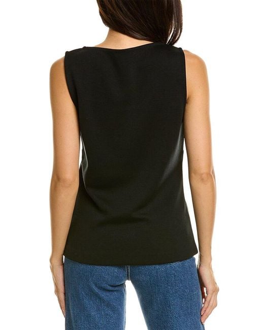 St. John Black Milano Wool-blend Shell