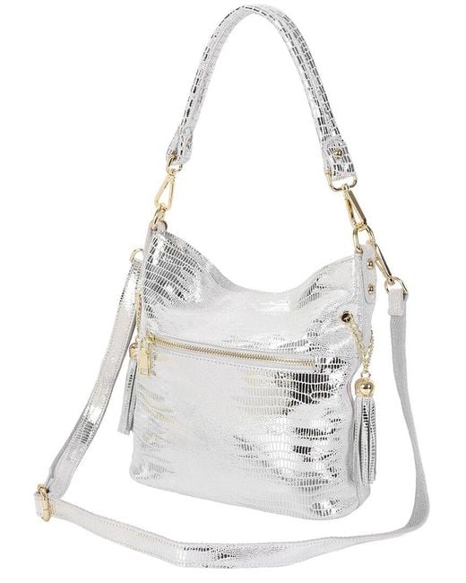 Tiffany & Fred Paris Gray Leather Hobo Bag