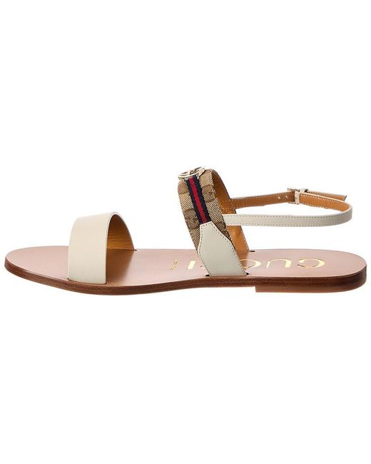 Gucci Pink Interlocking G Gg Canvas & Leather Sandal