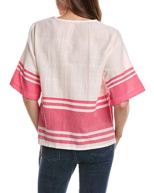 Lemlem Red Rita V-Neck Top