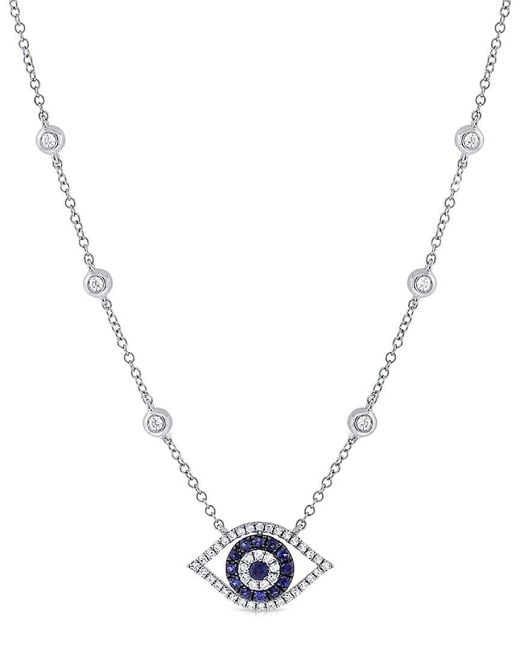 Sabrina Designs Metallic 14K 0.39 Ct. Tw. Diamond & Sapphire Layered Evil Eye Necklace