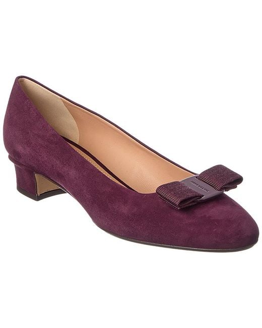 Ferragamo Purple Vara Bow Suede Flat
