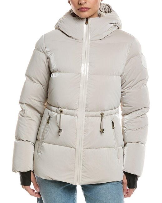 Scotch & Soda Gray Enola Mid-Length Channel Quilted Jacket