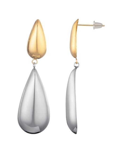 Adornia White 14K Mixed Metal Teardrop Drop Earrings