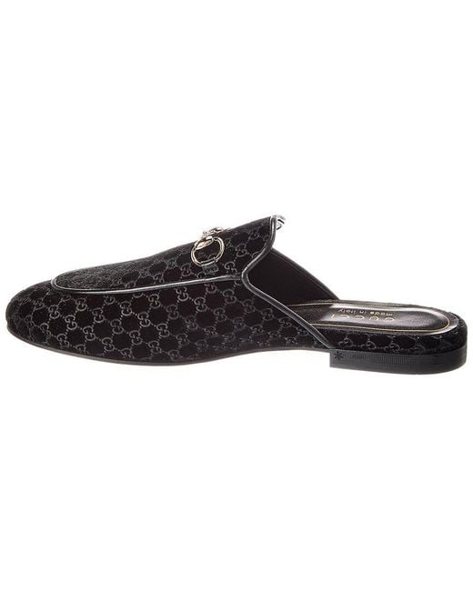Gucci Black Princetown Gg Velvet Mule