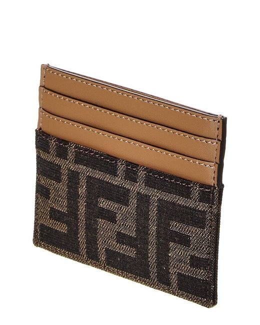 Fendi Brown Baguette Ff Jacquard & Leather Card Case