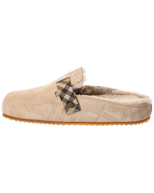 Burberry White Check Urchin Suede Mule