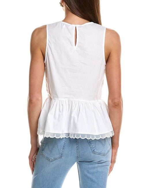 English Factory White Pearl Scallop Top