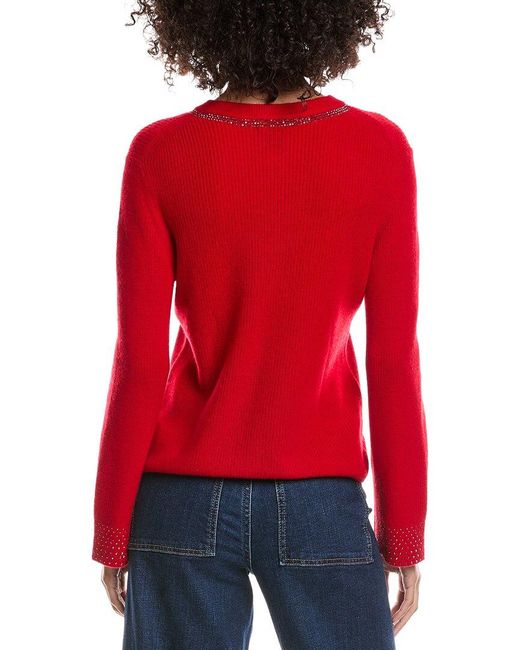 Forte Red Studded Wool & Cashmere-Blend Sweater