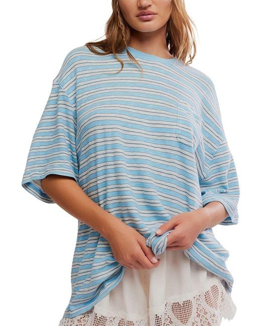 Free People Blue All Love Shirt