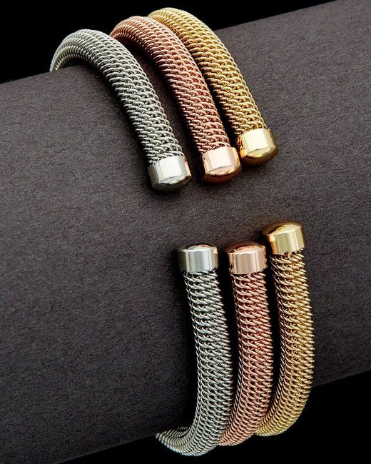 Meshmerise Black 18K-Plated Stainless Steel 3Pc Cuff Bracelets