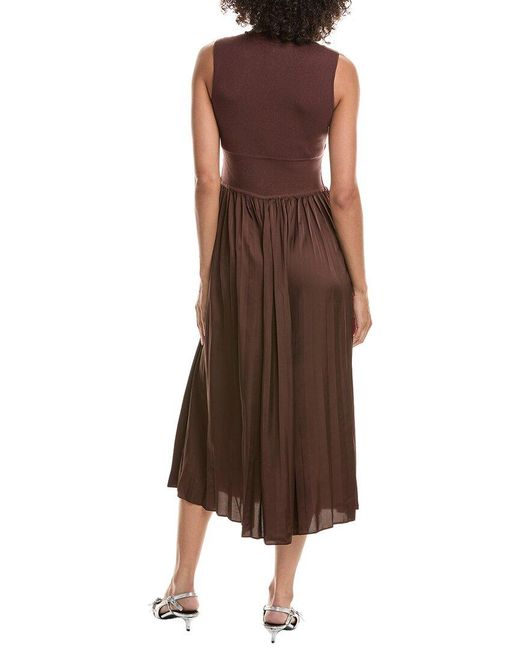 10 Crosby Derek Lam Gray Maizie Mock Neck Pleated Sweaterdress