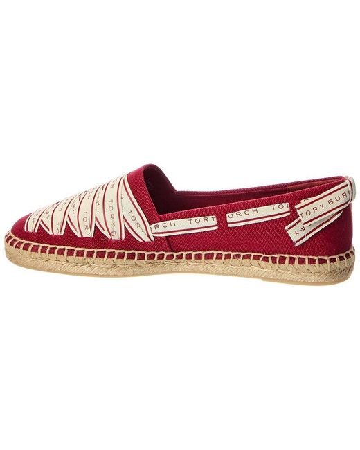 Tory Burch Red Tory Ribbon Espadrille